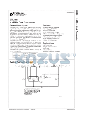 LM2611 datasheet - 1.4MHz Cuk Converter