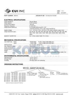 MEH30 datasheet - incremental encoder