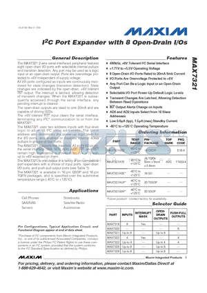 MAX7321ASE datasheet - I2C Port Expander with 8 Open-Drain I/Os