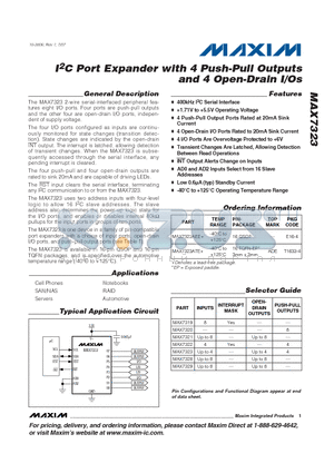 MAX7322 datasheet - I2C Port Expander with 4 Push-Pull Outputs