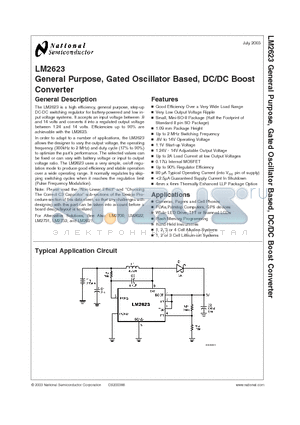 LM2623LD datasheet - General Purpose, Gated Oscillator Based, DC/DC Boost Converter