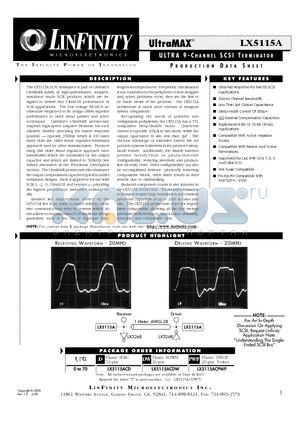 LX5115ACD datasheet - ULTRA 9 - CHANNEL SCSI TERMINATOR