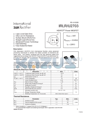 IRLR/U2703 datasheet - POWER MOSFET