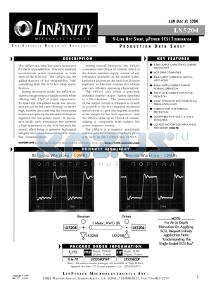 LX5204CDP datasheet - 9-LINE HOT SWAP, lPOWER SCSI TERMINATOR