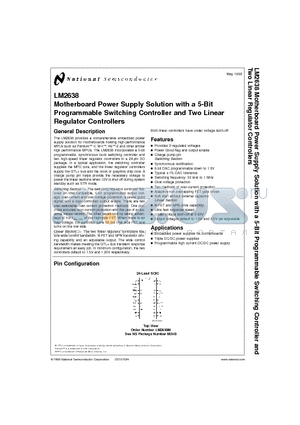 LM2638M datasheet - Motherboard Power Supply Solution with a 5-Bit Programmable Switching Controller and Two Linear Regulator Controllers