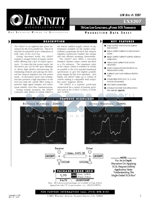 LX5207 datasheet - 18-LINE LOW CAPACITANCE, lPOWER SCSI TERMINATOR