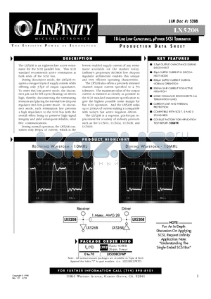 LX5208 datasheet - 18-LINE LOW CAPACITANCE, lPOWER SCSI TERMINATOR