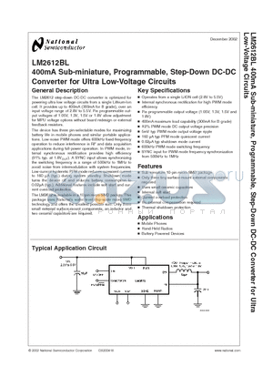 LM2612ATLX datasheet - 400mA Sub-miniature, Programmable, Step-Down DC-DC Converter for Ultra Low-Voltage Circuits