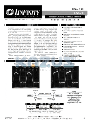 LX5211 datasheet - 9-LINE LOW CAPACITANCE, lPOWER SCSI TERMINATOR