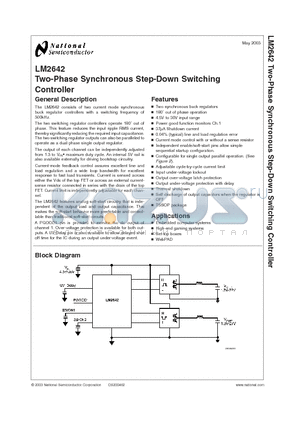 LM2642 datasheet - Two-Phase Synchronous Step-Down Switching Controller