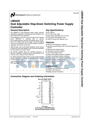 LM2640 datasheet - Dual Adjustable Step-Down Switching Power Supply Controller