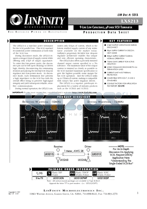 LX5213CN datasheet - 9-LINE LOW CAPACITANCE, lPOWER SCSI TERMINATOR