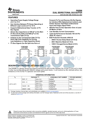 P82B96DRG4 datasheet - DUAL BIDIRECTIONAL BUS BUFFER