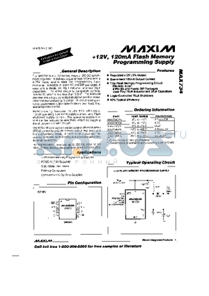 MAX734C/D datasheet - 12V, 120mA Flash Memory Programming Supply