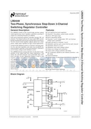 LM2648 datasheet - Two-Phase, Synchronous Step-Down 3-Channel Switching Regulator Controller