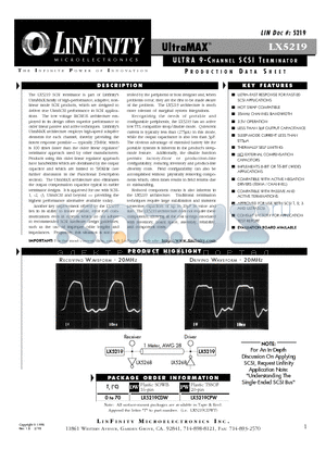 LX5219CPW datasheet - ULTRA 9 - CHANNEL SCSI TERMINATOR