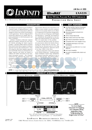 LX5225 datasheet - ULTRA 18-LINE, PLUG AND PLAY SCSI TERMINATOR