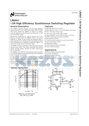 LM2651 datasheet - 1.5A High Efficiency Synchronous Switching Regulator