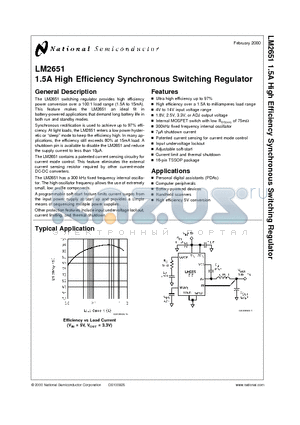 LM2651MTCX-ADJ datasheet - 1.5A High Efficiency Synchronous Switching Regulator