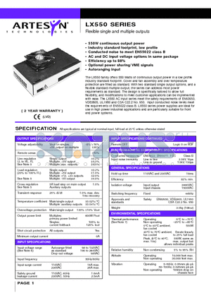 LX550 datasheet - Flexible single and multiple outputs