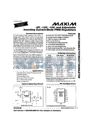 MAX736CPD datasheet - -5V,-12V,-15V, and Adjustable Inverting Current-Mode PWM Regulators