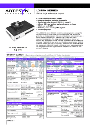 LX550-7624 datasheet - Flexible single and multiple outputs