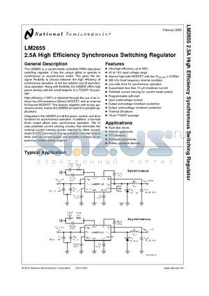 LM2655 datasheet - 2.5A High Efficiency Synchronous Switching Regulator