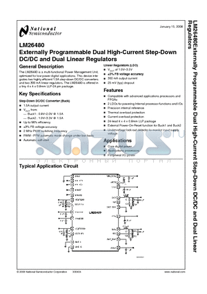 LM26480SQ-AA datasheet - Externally Programmable Dual High-Current Step-Down DC/DC and Dual Linear Regulators