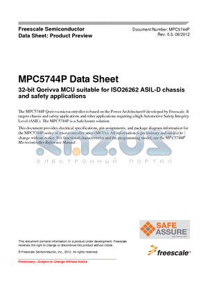 MPC5744P datasheet - MPC5744P Data Sheet