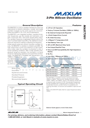 MAX7381AXR146-T datasheet - 3-Pin Silicon Oscillator