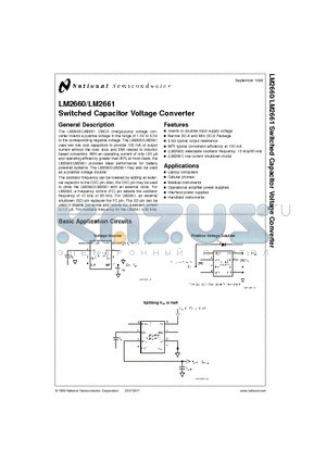 LM2660 datasheet - Switched Capacitor Voltage Converter