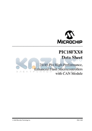 PIC18F248-I/PQTP datasheet - 28/40-Pin High-Performance, Enhanced Flash Microcontrollers with CAN Module