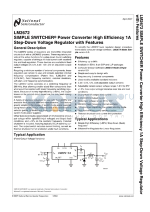 LM2672MX-5.0 datasheet - SIMPLE SWITCHER^ Power Converter High Efficiency 1A Step-Down Voltage Regulator with Features