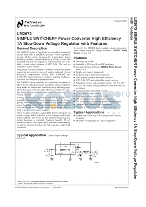 LM2672M-ADJ datasheet - SIMPLE SWITCHER Power Converter High Efficiency 1A Step-Down Voltage Regulator with Features