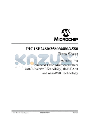 PIC18F24800TE/PTSQTP datasheet - 28/40/44-Pin Enhanced Flash Microcontrollers with ECAN Technology, 10-Bit A/D and nanoWatt Technology