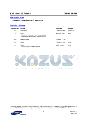 K6T1008C2E-DL70 datasheet - 128Kx8 bit Low Power CMOS Static RAM