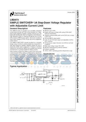 LM2673SD-12 datasheet - SIMPLE SWITCHER 3A Step-Down Voltage Regulator with Adjustable Current Limit