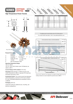 HTPT66R-472K datasheet - High Temperature Power Toroids