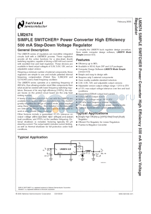 LM2674M-5.0 datasheet - SIMPLE SWITCHER Power Converter High Efficiency 500 mA Step-Down Voltage Regulator