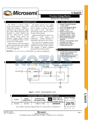 LX6433 datasheet - TM Precision Voltage Monitor