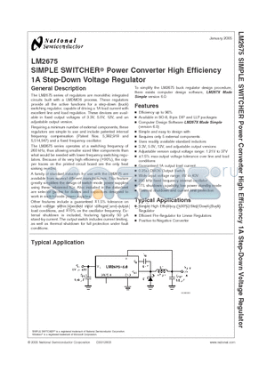 LM2675LD-5.0 datasheet - SIMPLE SWITCHER Power Converter High Efficiency 1A Step-Down Voltage Regulator