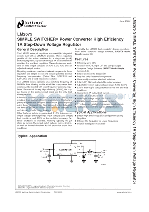 LM2675N-5.0 datasheet - SIMPLE SWITCHER^ Power Converter High Efficiency 1A Step-Down Voltage Regulator