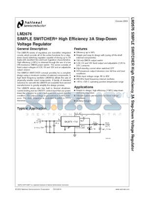 LM2676S-5.0 datasheet - SIMPLE SWITCHER High Efficiency 3A Step-Down Voltage Regulator