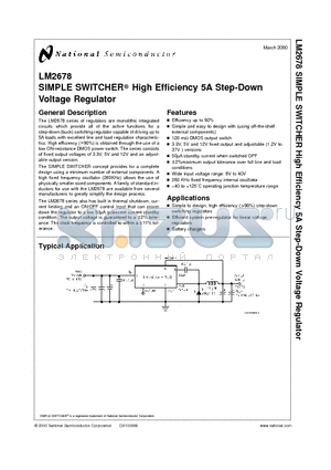 LM2678S-3.3 datasheet - SIMPLE SWITCHER High Efficiency 5A Step-Down Voltage Regulator