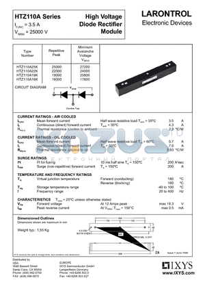 HTZ110A datasheet - High Voltage Diode Rectifier Module