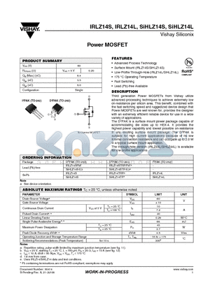 IRLZ14STRRPBFA datasheet - Power MOSFET