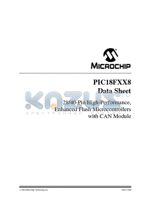 PIC18F248ESOSQTP datasheet - 28/40-Pin High-Performance, Enhanced Flash Microcontrollers with CAN Module