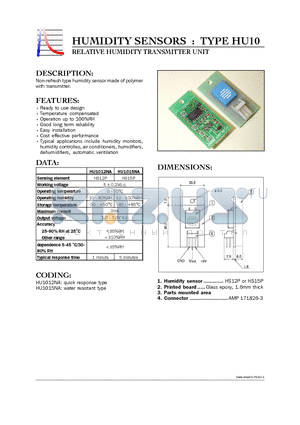 HU1015NA datasheet - HUMIDITY SENSORS