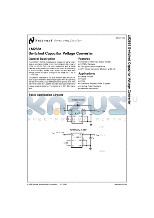 LM2681 datasheet - Switched Capacitor Voltage Converter