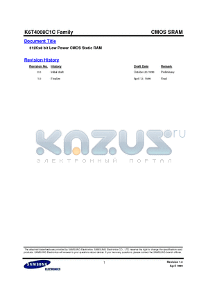 K6T4008C1C-DL70 datasheet - 512Kx8 bit Low Power CMOS Static RAM